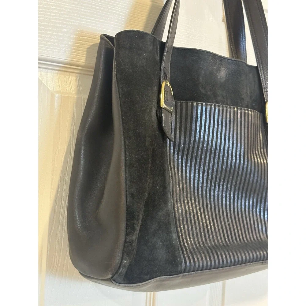 Vintage Courtenay Blk‎ Suede Leather Shoulder Bag